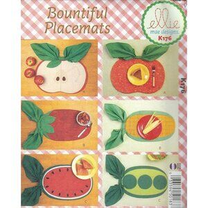 Kwik Sew Sewing Pattern K176 Reversible Placemats Fruit Vegetables